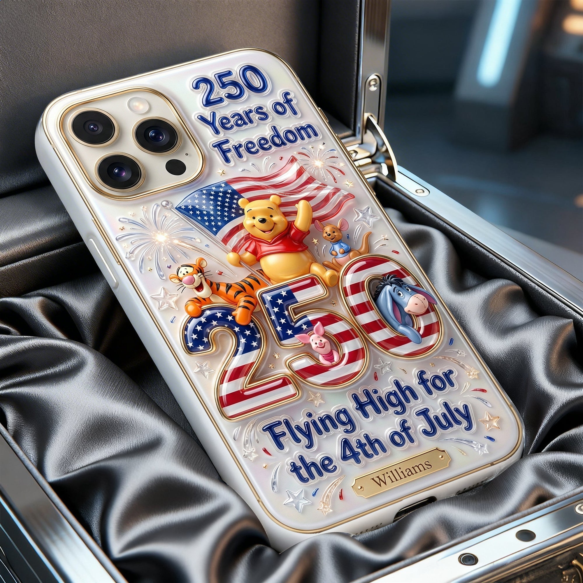 Personalized Clear Silicone Phone Case for 4th of July Gift - USA 250th Anniversary