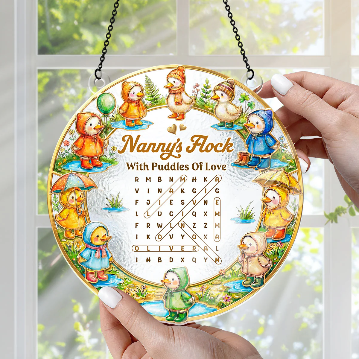 Personalized Acrylic Suncatcher Family Flock Gift for Mom, Grandma