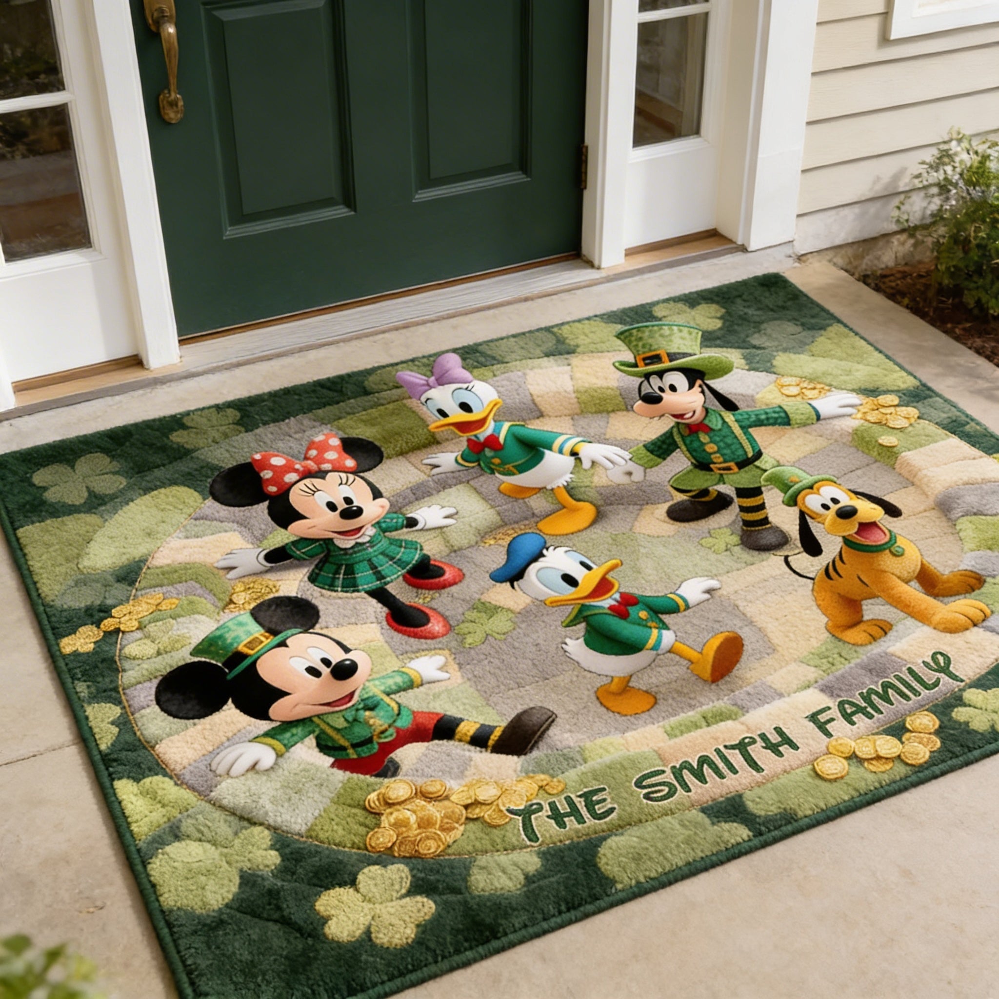 Personalized St. Patrick's Day Doormat Family Gift with Disney Characters