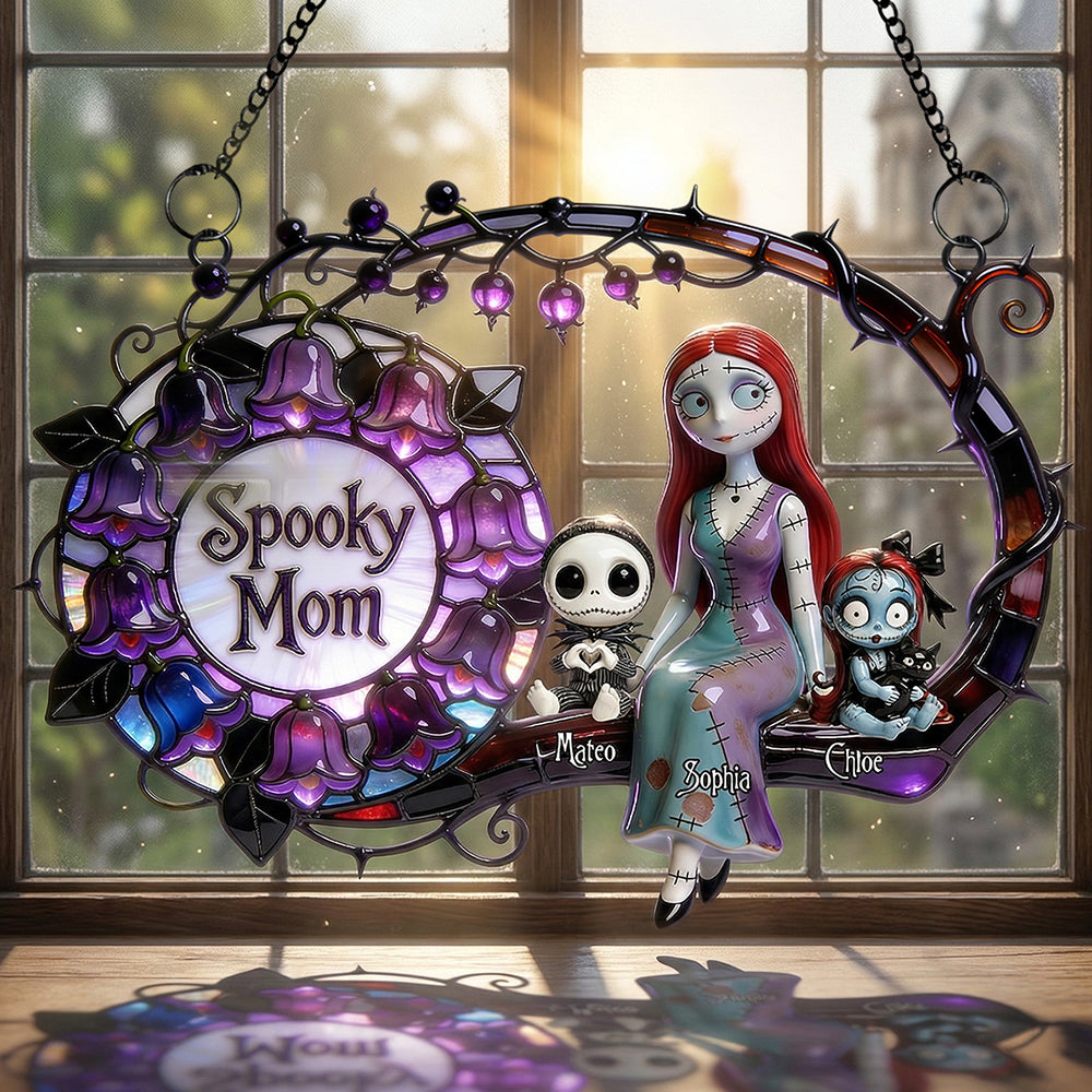 Personalized Spooky Mom Suncatcher Gift for Movie Fans