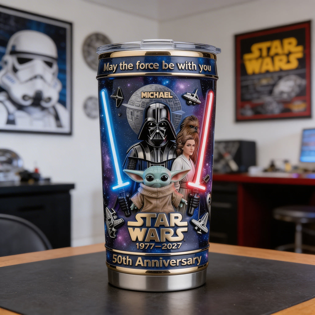Personalized Star Wars Tumbler 50th Anniversary Gift for Movie Fans
