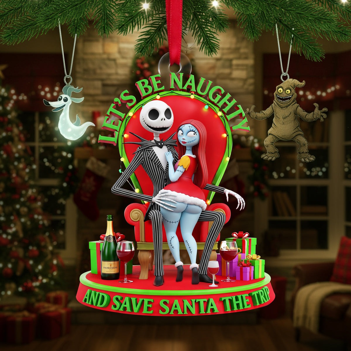 Personalized Christmas Acrylic Ornament for Couples - Let's Be Naughty Gift