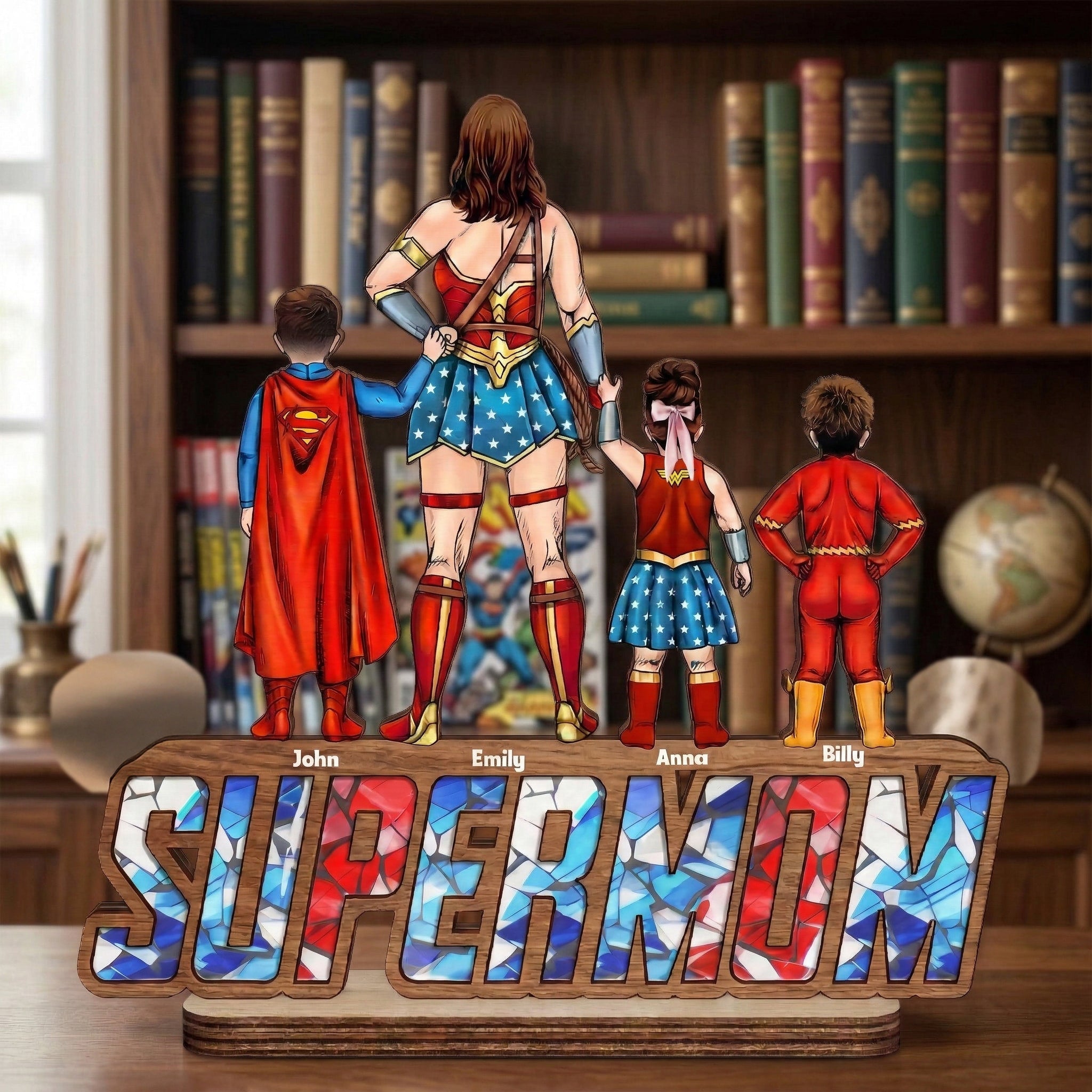 Personalized Super Hero Super Mom Wooden Plaque Gift for Mom Wood Plaque GradoCreations