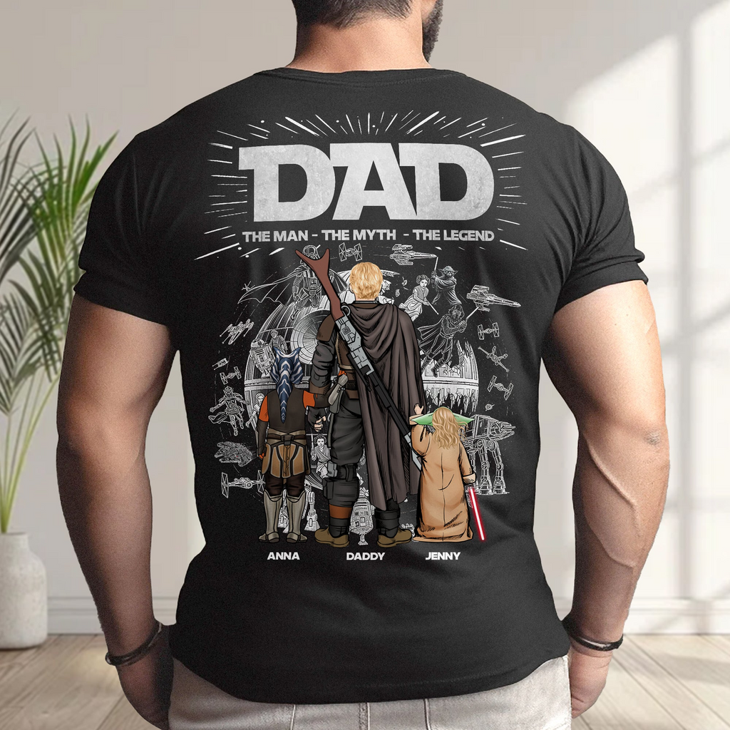 Personalized Star Wars Dad T-shirt Custom Family Names Gift for Father's Day
