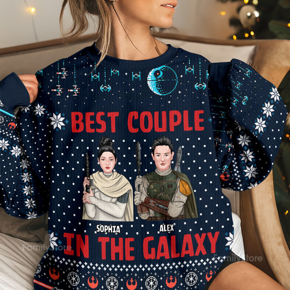 Personalized Galaxy Themed Ugly Sweater Gift for Couples Family