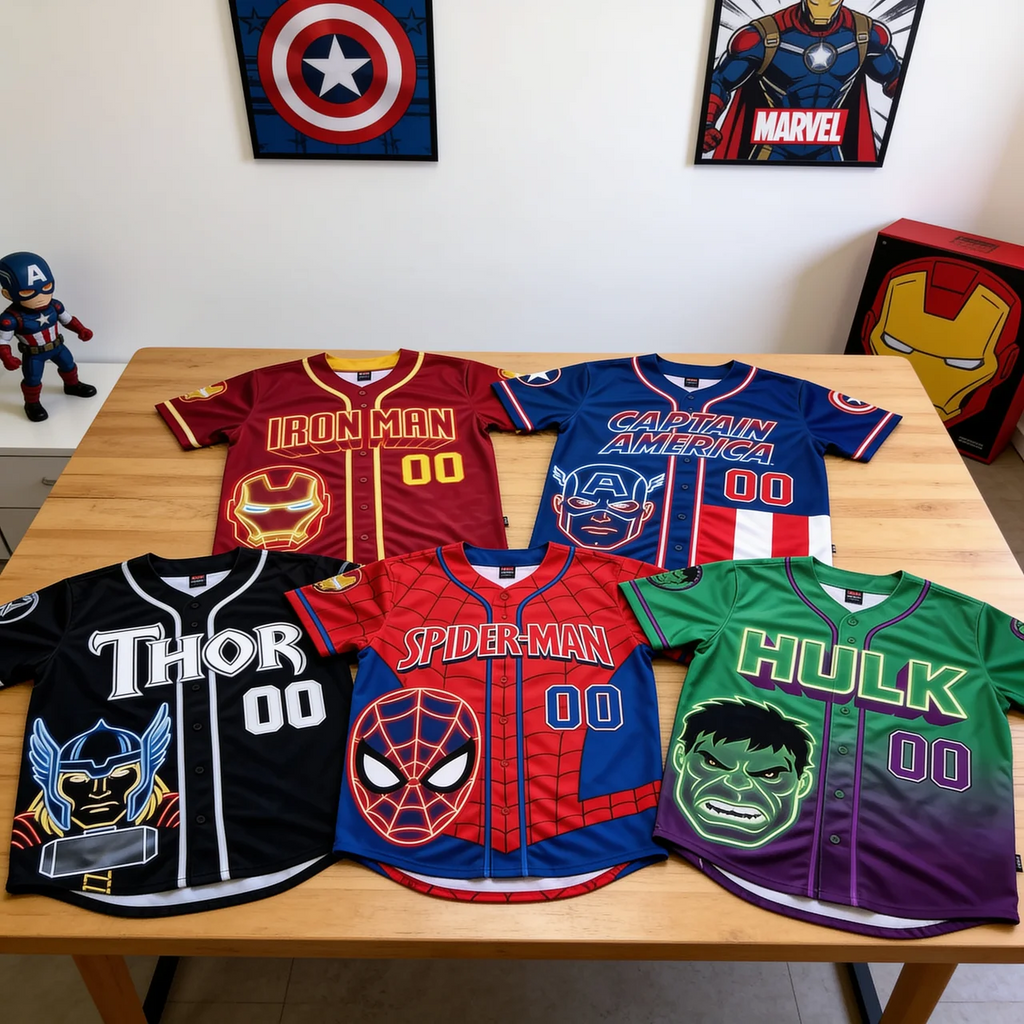 Personalized Comic Characters Baseball Jersey Gift for Movie Fans Baseball Jersey GradoCreations