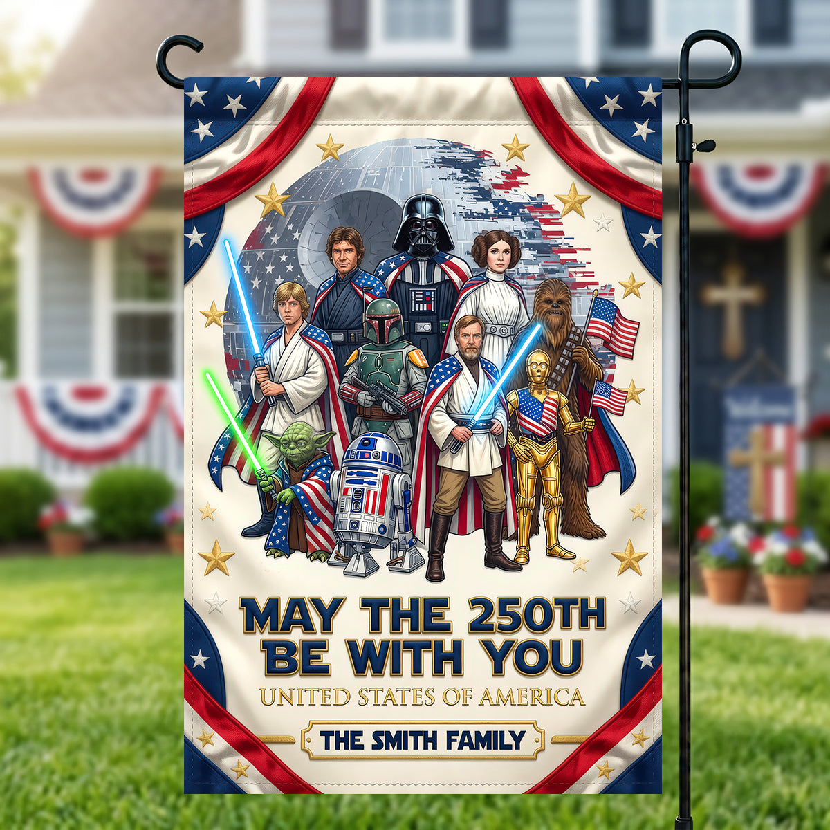 Personalized Star Wars Garden Flag Gift for Family - 4th of July Decor Flag GradoCreations