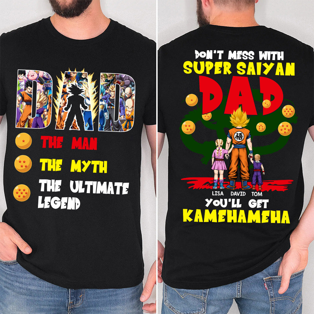 Personalized Funny Super Saiyan Dad T-Shirt Gift for Father's Day