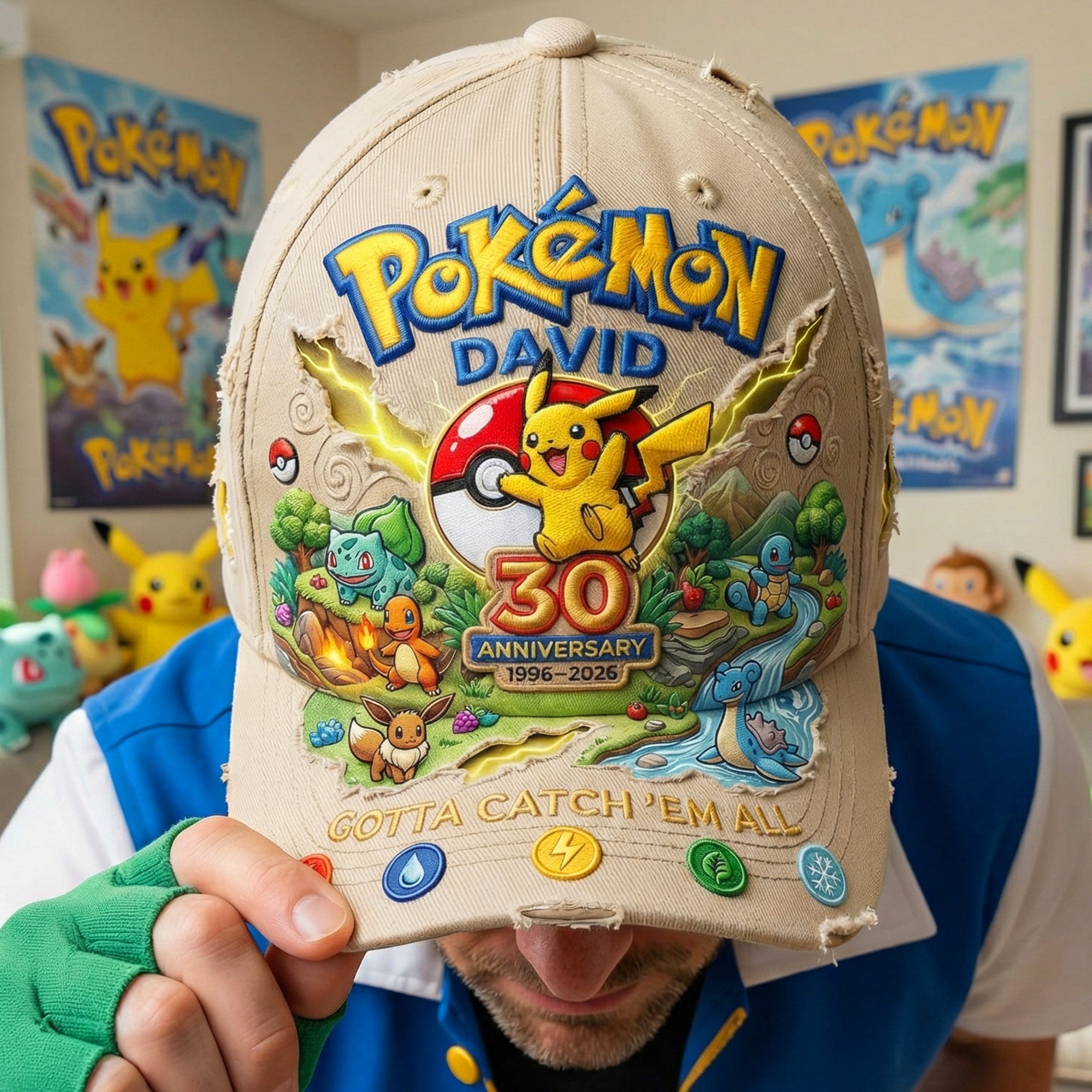Personalized Pokémon 30th Anniversary Cap Custom Name Gift