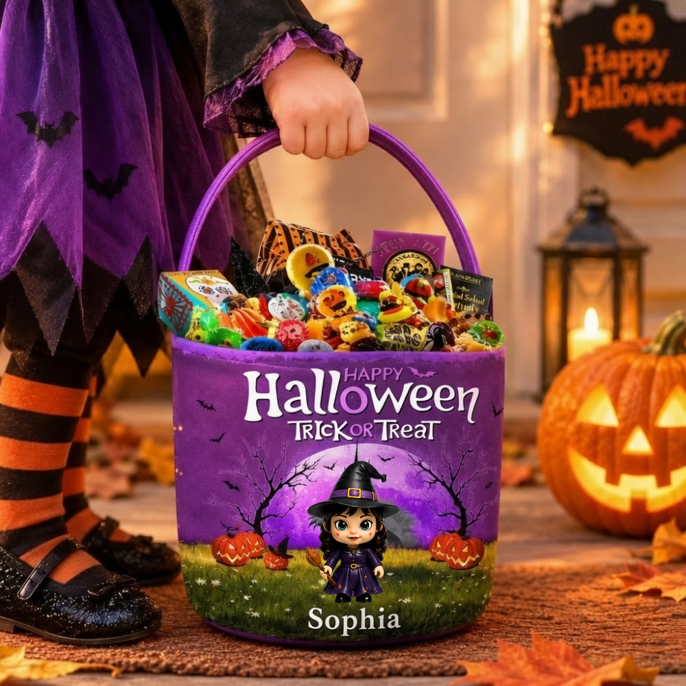 Personalized Halloween Spooky Basket Gift for Kids - Trick or Treat Basket GradoCreations
