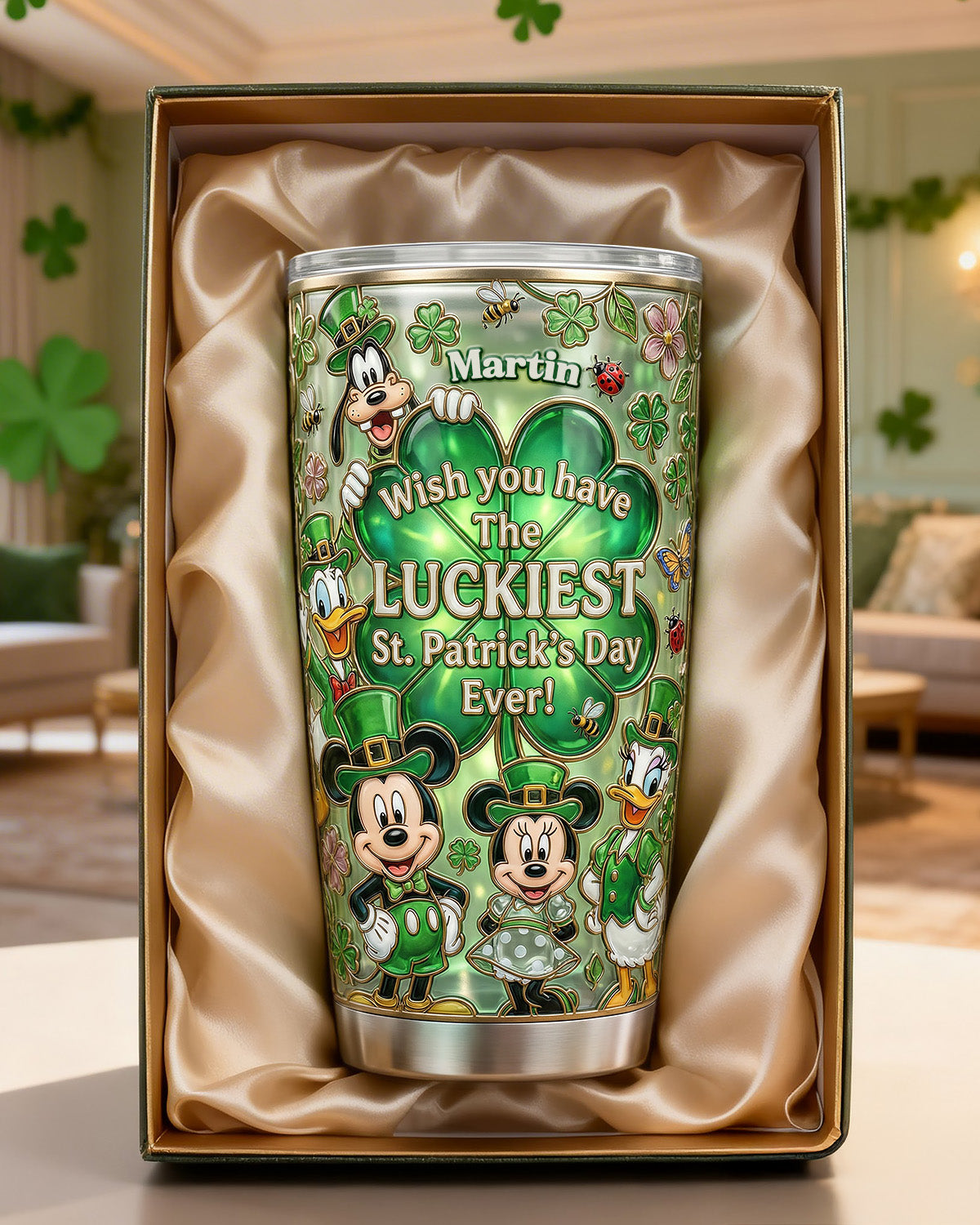 Personalized St. Patrick's Day Tumbler with Lucky Design Gift for Movie Fans