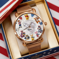Personalized Women's Hand Watch with DSNY Honey Bear US Theme - Unique Anniversary Gift for Patriots