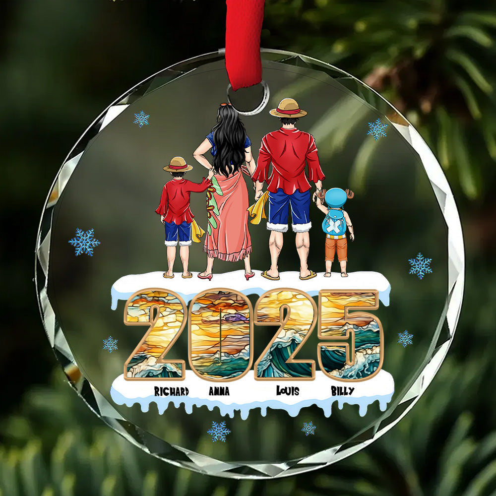 Personalized Pirate Family Glass Ornament Christmas Gift for Family