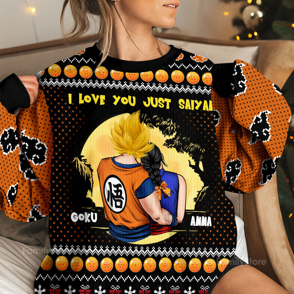 Personalized I Love You Just Saiyan Ugly Sweater Gift for Couples