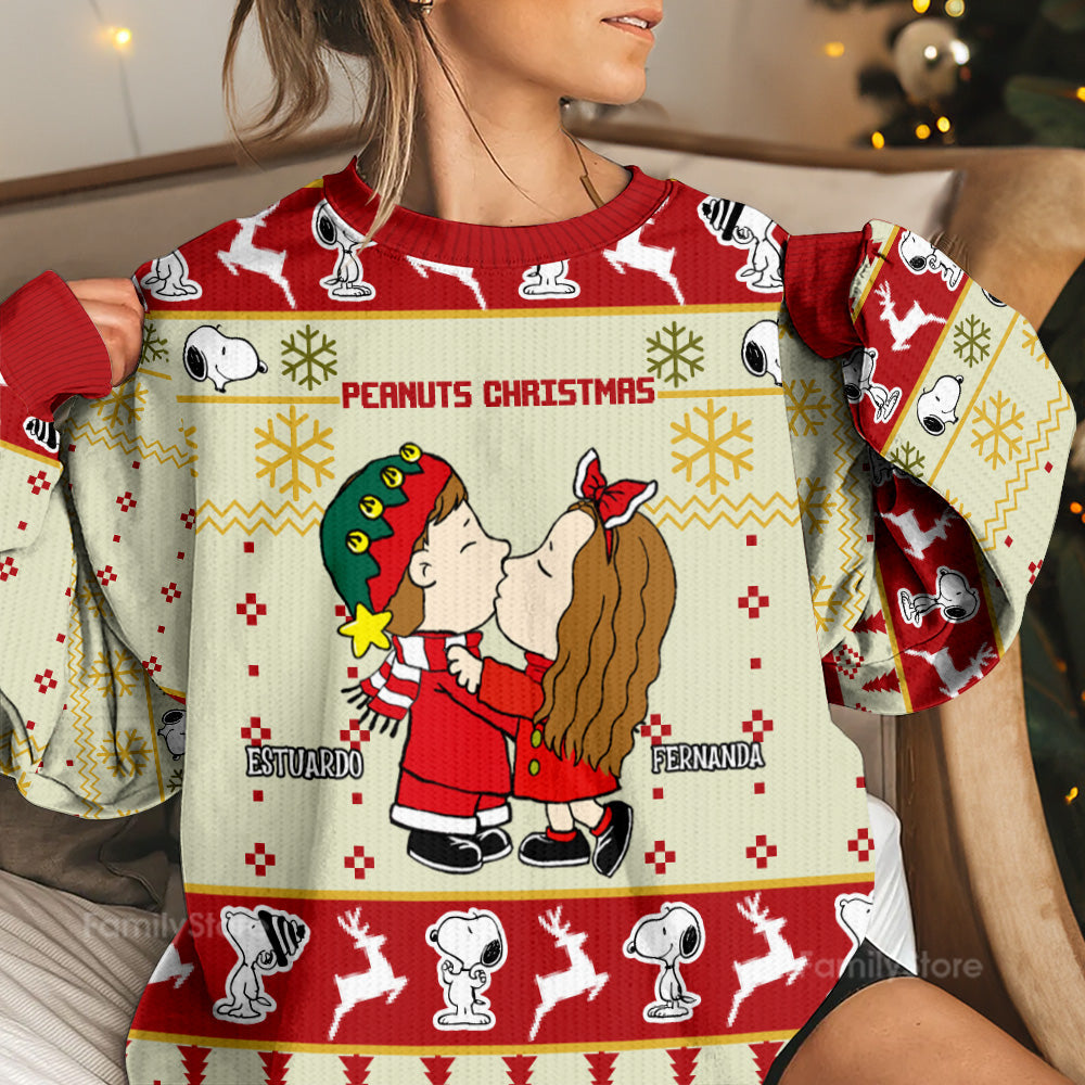 Personalized Peanuts Christmas Ugly Sweater Gift for Couple