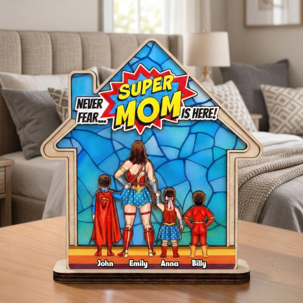 Personalized Super Mom Wooden Plaque Gift for Mom Wood Plaque GradoCreations