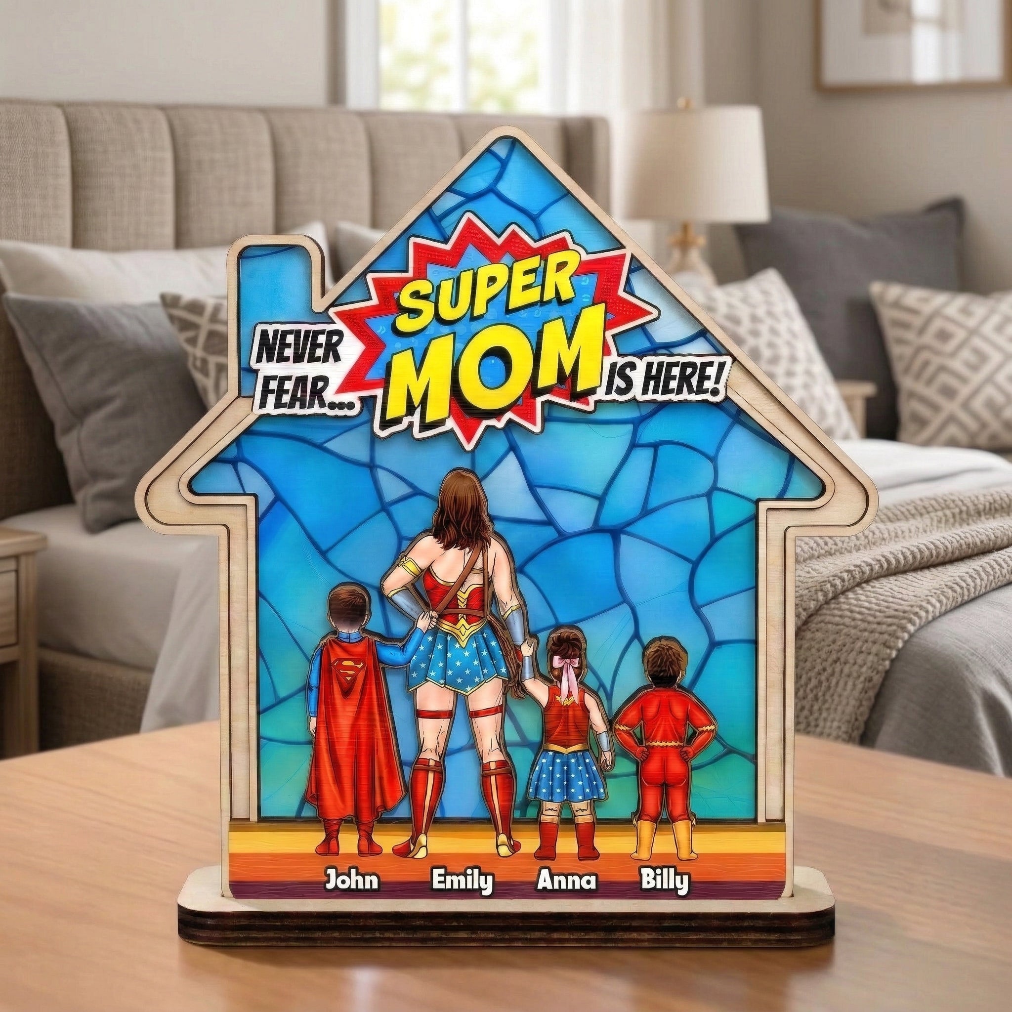 Personalized Super Mom Wooden Plaque Gift for Mom Wood Plaque GradoCreations
