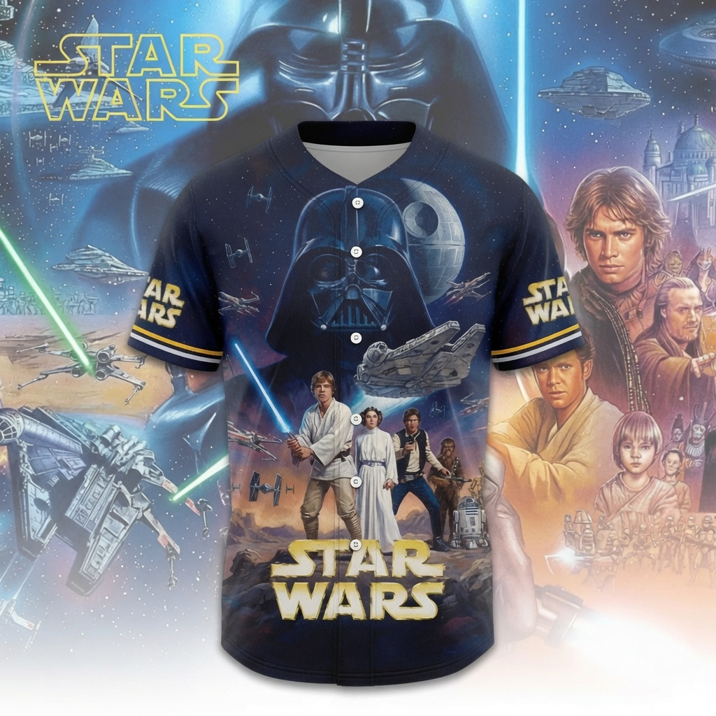 Personalized Star Wars Baseball Jersey Custom Gift for Movie Fans