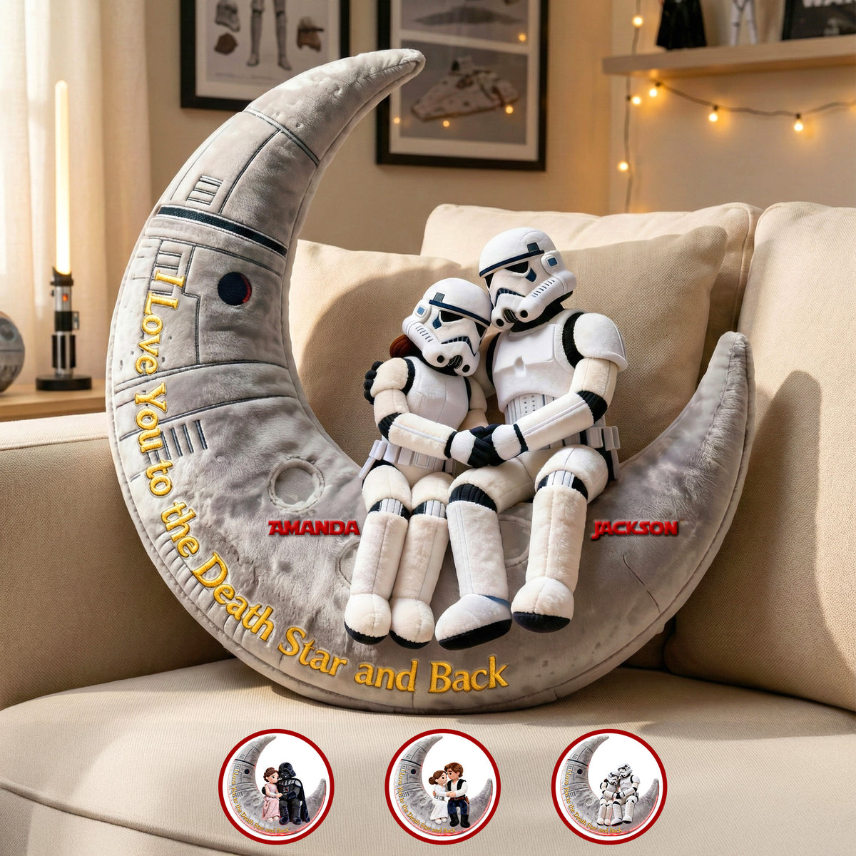 Custom Shaped Pillow I Love You To The Death Star Gift for Couples