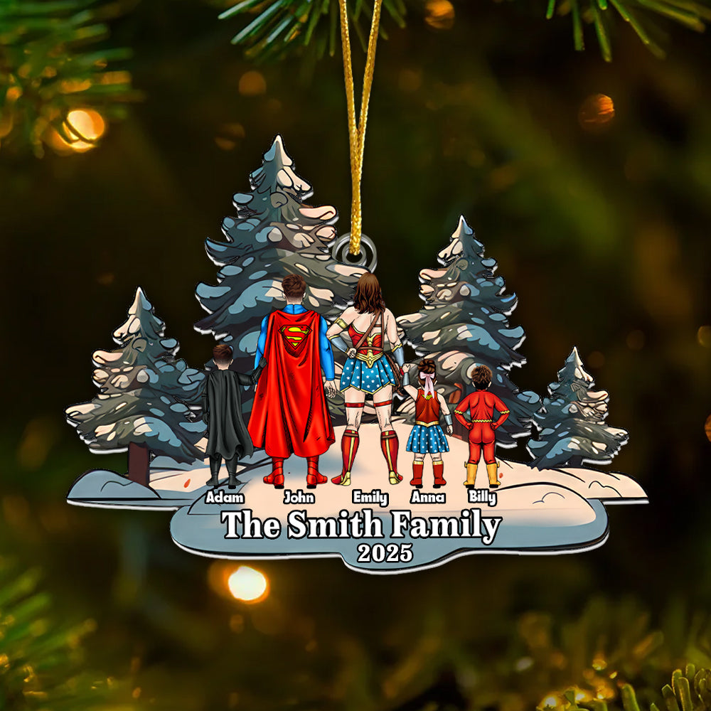 Personalized Super Hero Christmas Ornament Custom Family Gift