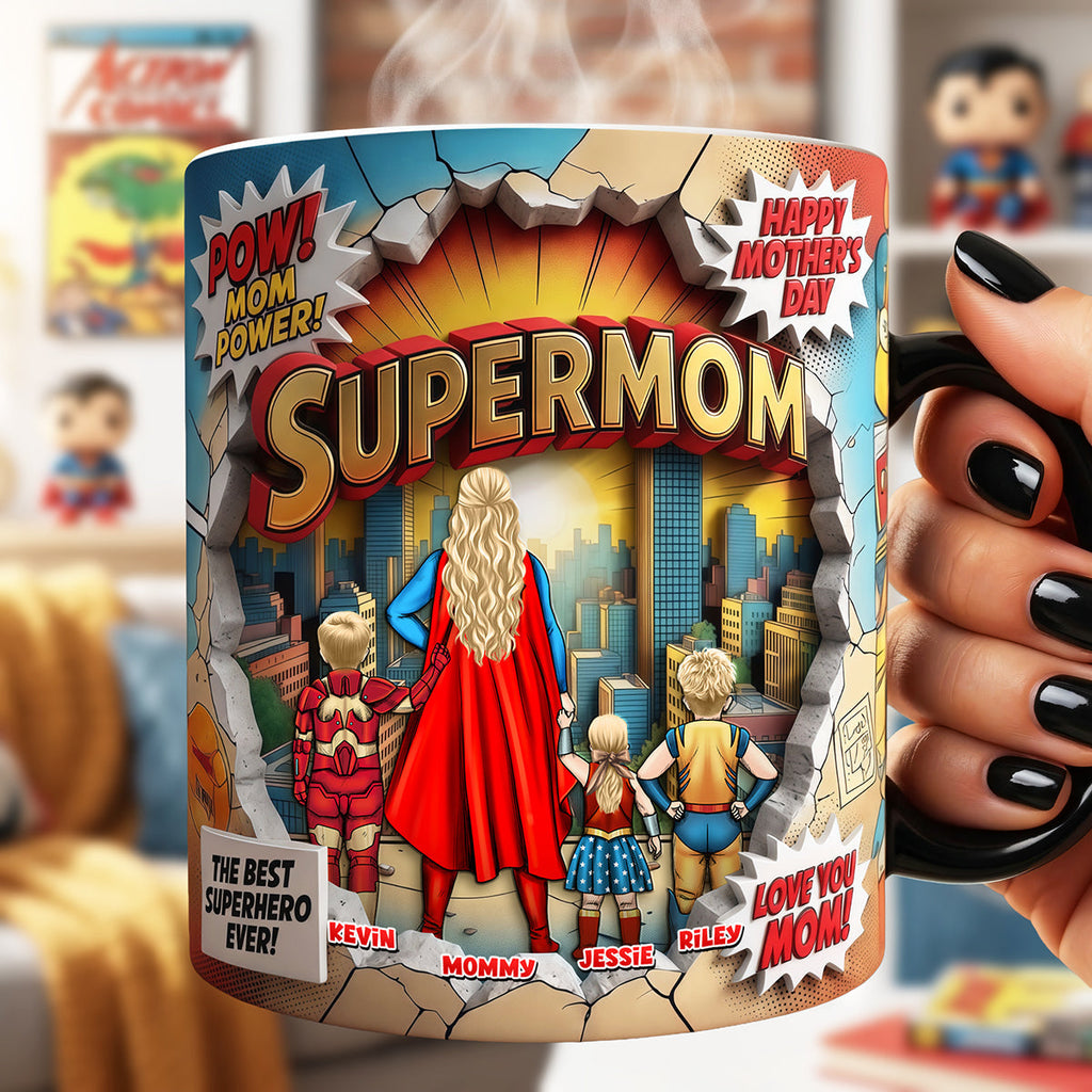 Personalized Color Changing SuperMom Mug Gift for Mom