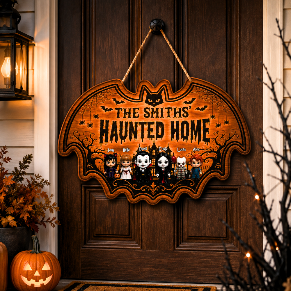 Personalized Luminous Halloween Wooden Sign for Family Decor Luminous Wooden Sign GradoCreations