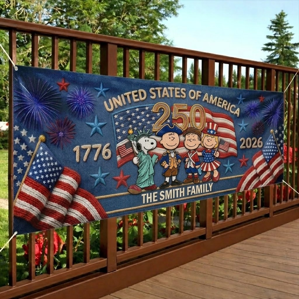 Personalized Outdoor Banner 250 Years of Freedom Gift for Family