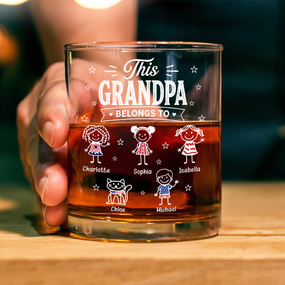 Personalized Whiskey Glass Custom Kid Names Gift for Dad HN590 - Print Rock Glass GradoCreations