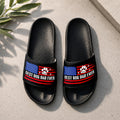 Personalized Slide Sandals Best Dog Dad Ever American Flag Gift HN590 - Slide Sandals GradoCreations