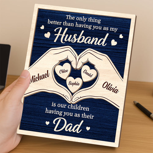 Personalized 2-Layer Wooden Plaque Custom Dad Gift for Father's Day HN590 - 2-Layered Wooden Plaque With Stand GradoCreations