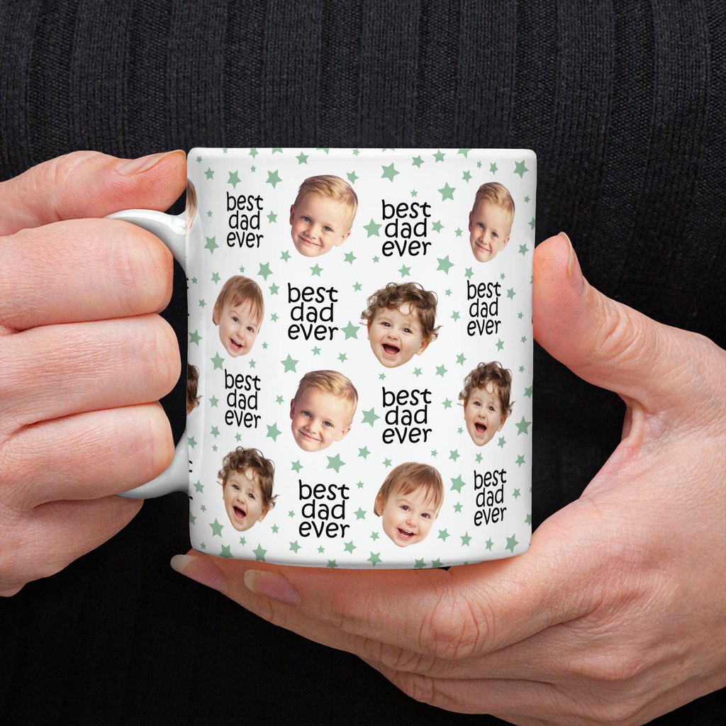 Custom Face Mug with Colored Stars Gift for Dad & Mom HN590 - edge to edge mug GradoCreations