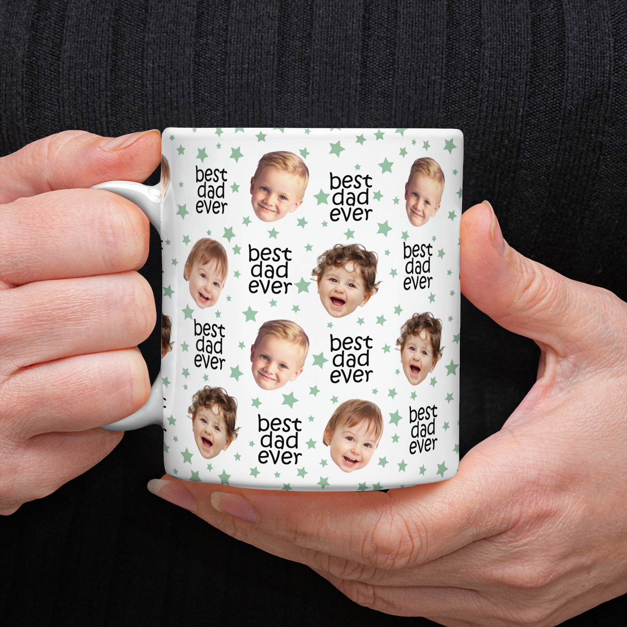 Custom Face Mug with Colored Stars Gift for Dad & Mom HN590 - edge to edge mug GradoCreations