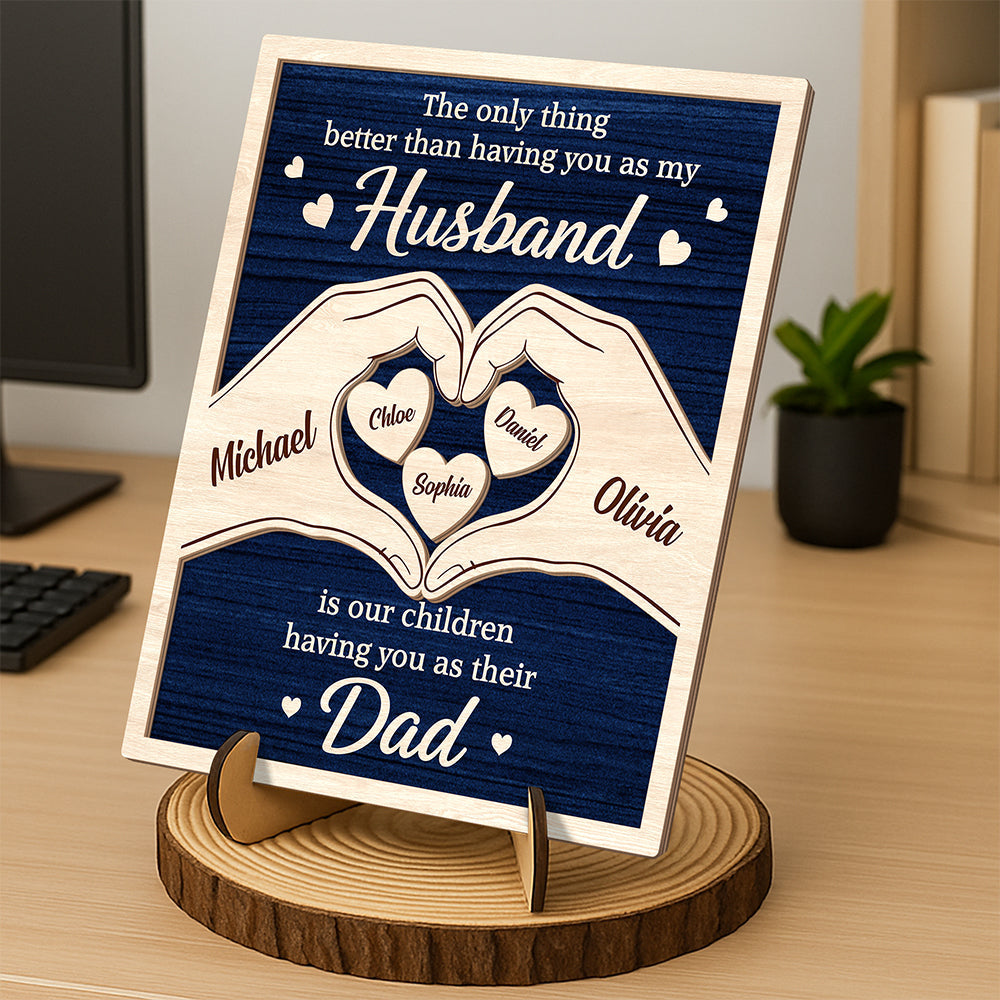 Personalized 2-Layer Wooden Plaque Custom Dad Gift for Father's Day HN590 - 2-Layered Wooden Plaque With Stand GradoCreations