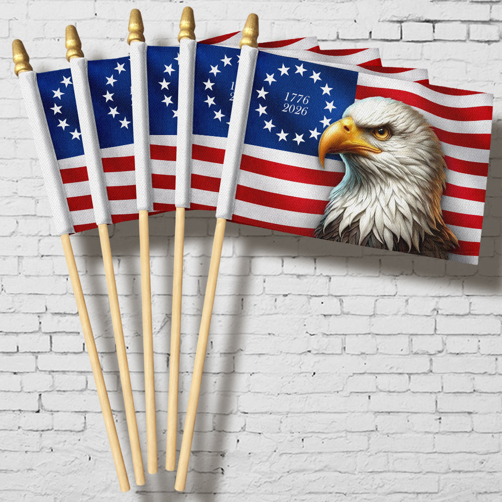 Personalized Betsy Ross Eagle Handheld American Flag 4th of July Gift HN590 - Handheld Flag GradoCreations
