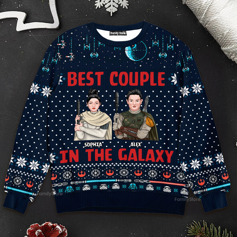 Personalized Galaxy Themed Ugly Sweater Gift for Couples Family