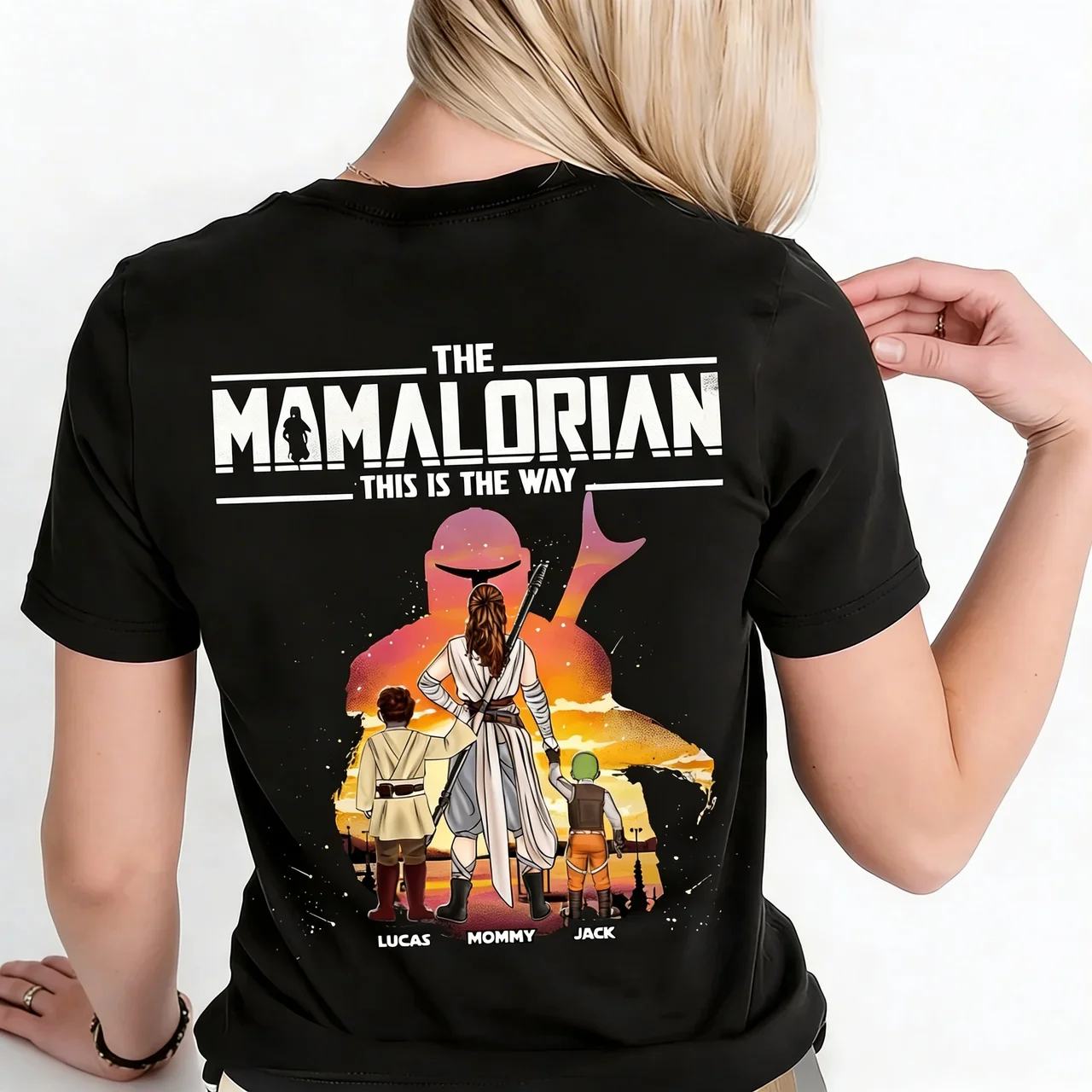 Personalized Mamalorian Mommy Shirt Gift for Mom - Cotton Apparel Cotton Apparel GradoCreations