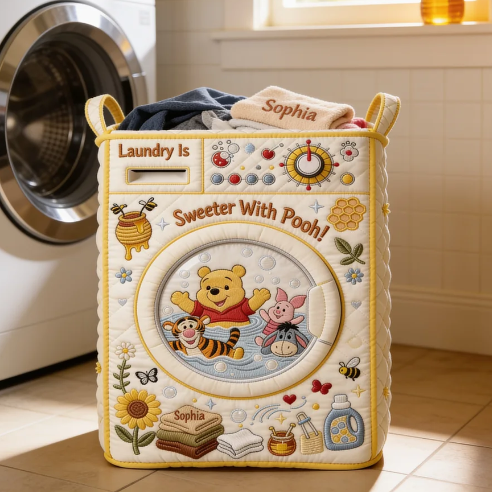 Personalized Quilted Laundry Basket with Disney Characters - Gift for Laundry Lovers Quilted Laundry Basket GradoCreations