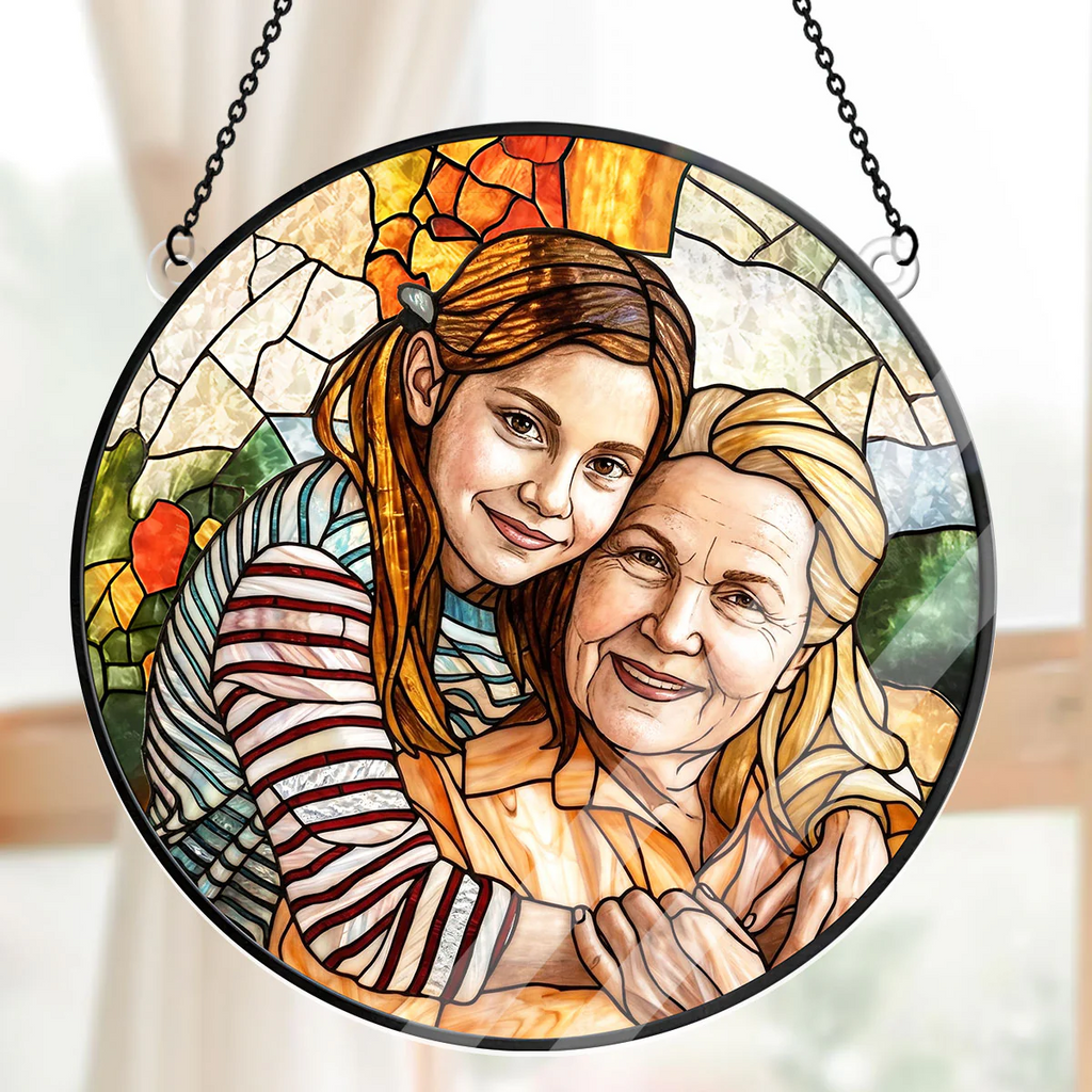 Personalized Acrylic Suncatcher Family Photo Gift for Mom or Grandma