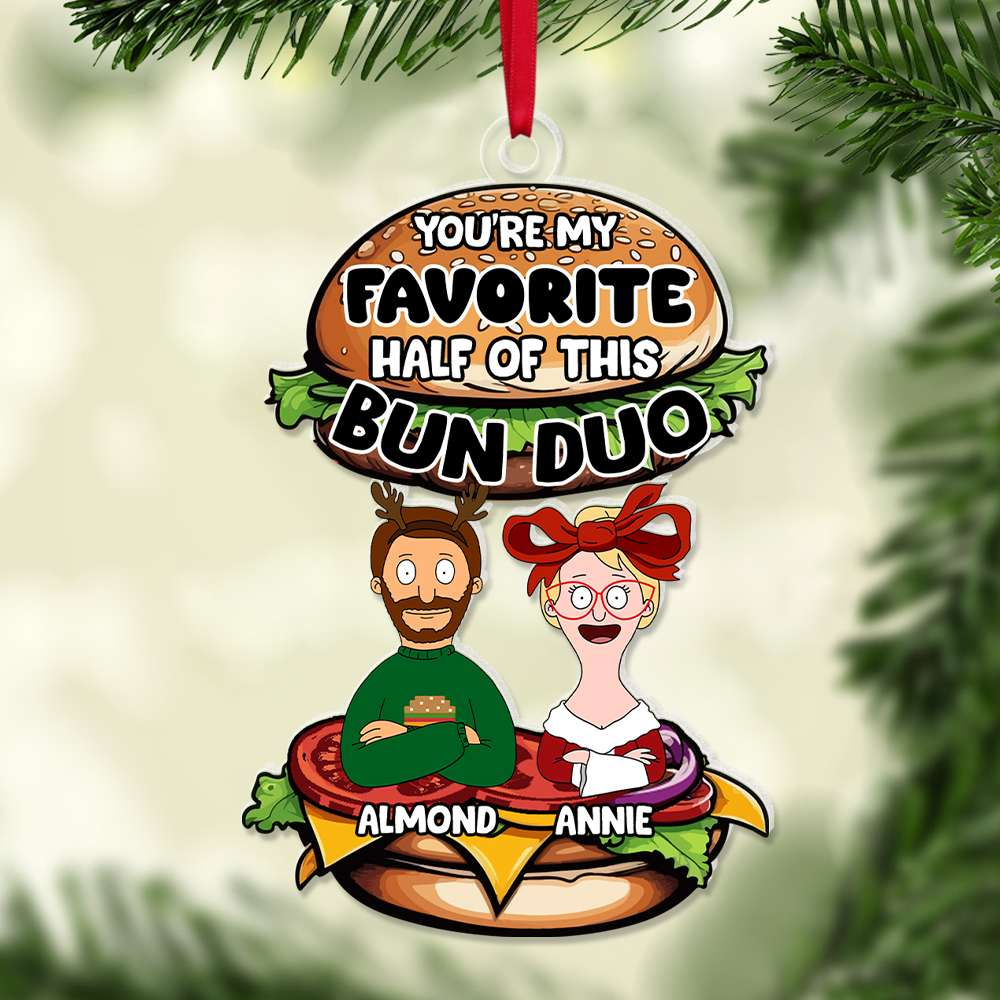 Personalized Acrylic Ornament for Couples - Burger Lovers Gift