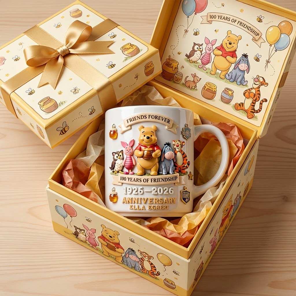 Personalized Honey Bear Ceramic Mug 100 Years Friendship Gift for Anniversary