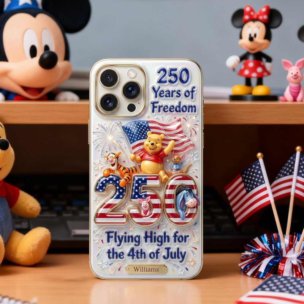 Personalized Clear Silicone Phone Case for 4th of July Gift - USA 250th Anniversary