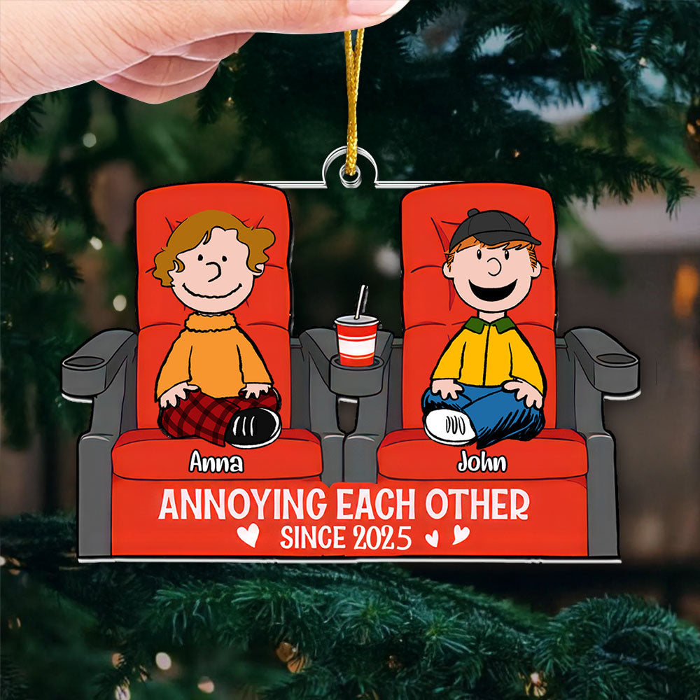 Personalized Acrylic Christmas Ornament for Couples Annoying Each Other Since 2025