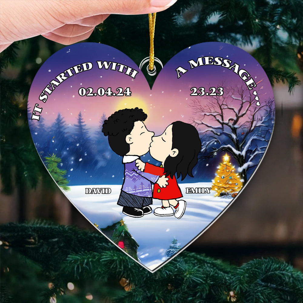 Personalized Acrylic Heart Ornament Custom Couple Gift for Anniversary
