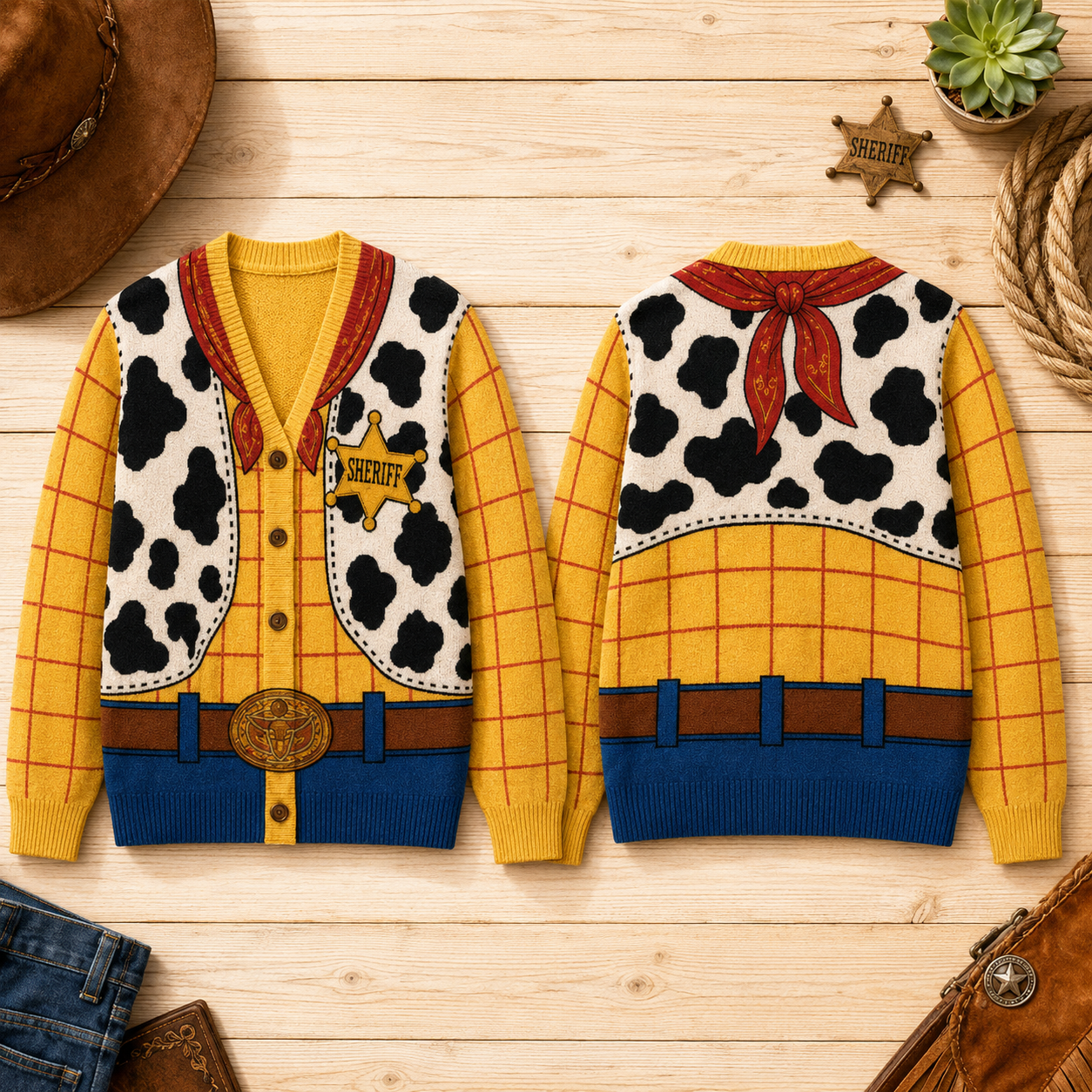 Personalized Woody Cowboy Theme Cardigan Costume for Halloween Cardigan GradoCreations