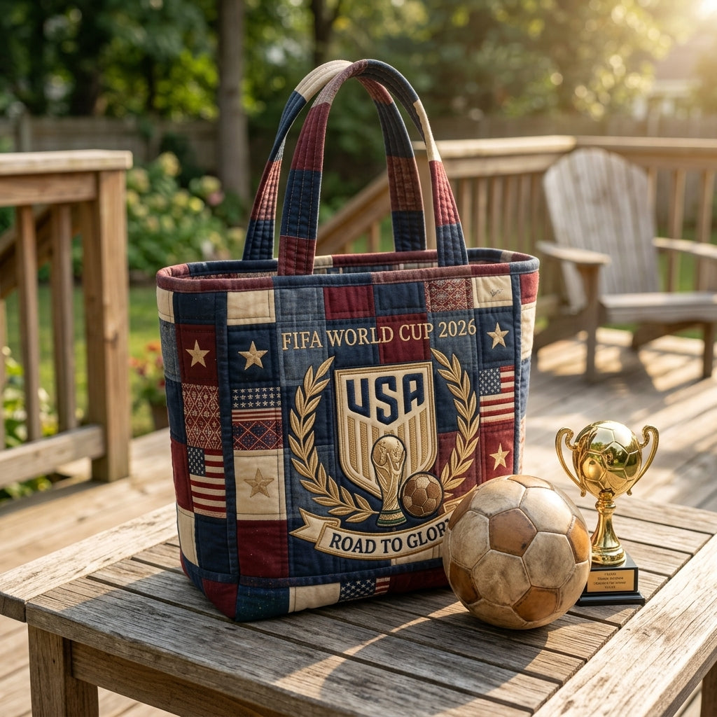 USA Soccer Championship 2026 Quilted Tote Bag Patriotic Gift
