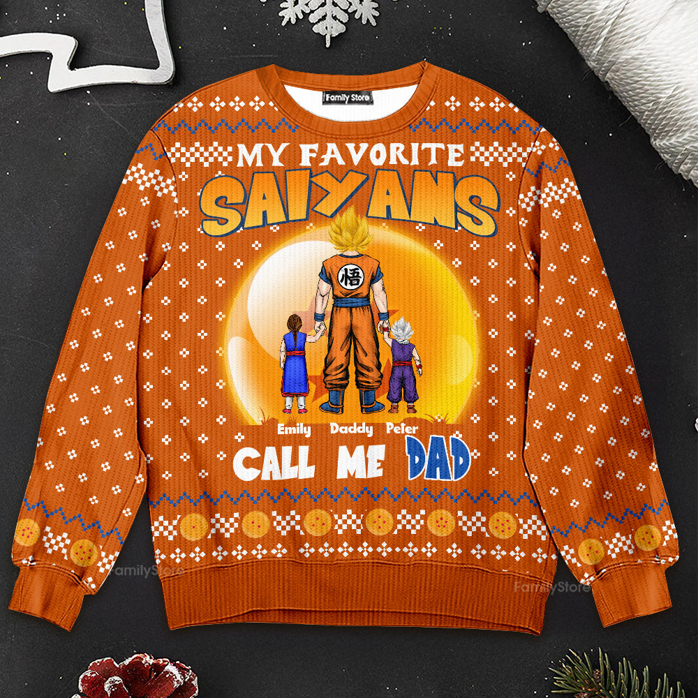 Personalized Saiyans 'Call Me Dad' Ugly Sweater for Family