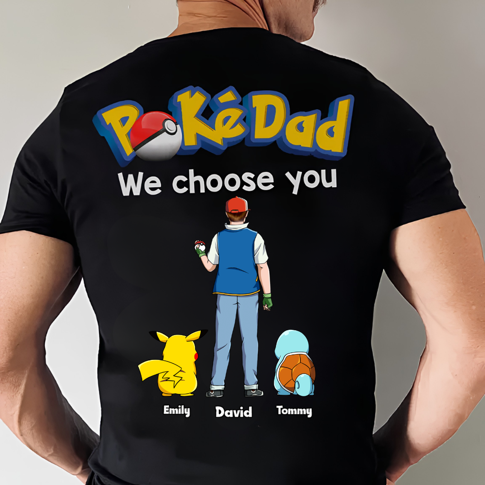 Personalized PokeDad Cotton T-Shirt Unique Gift for Dad