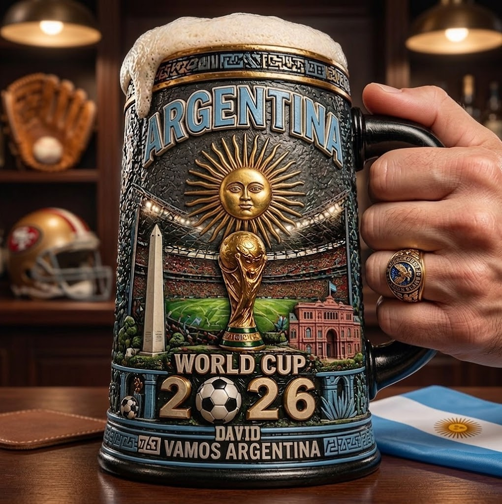 Personalized Argentina Beer Stein Soccer Gift for Fans 2026