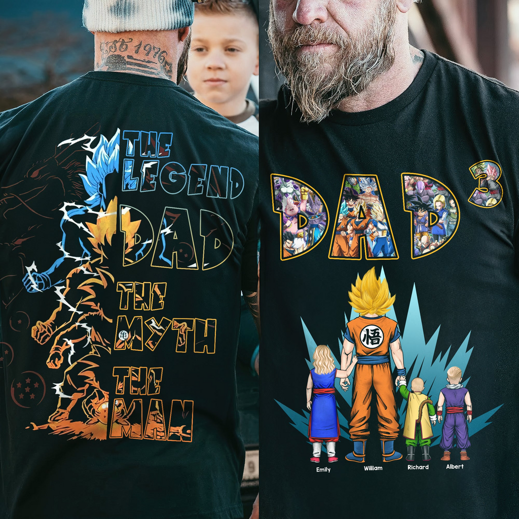 Personalized Anime T-Shirt for Dad Custom Name Gift Idea