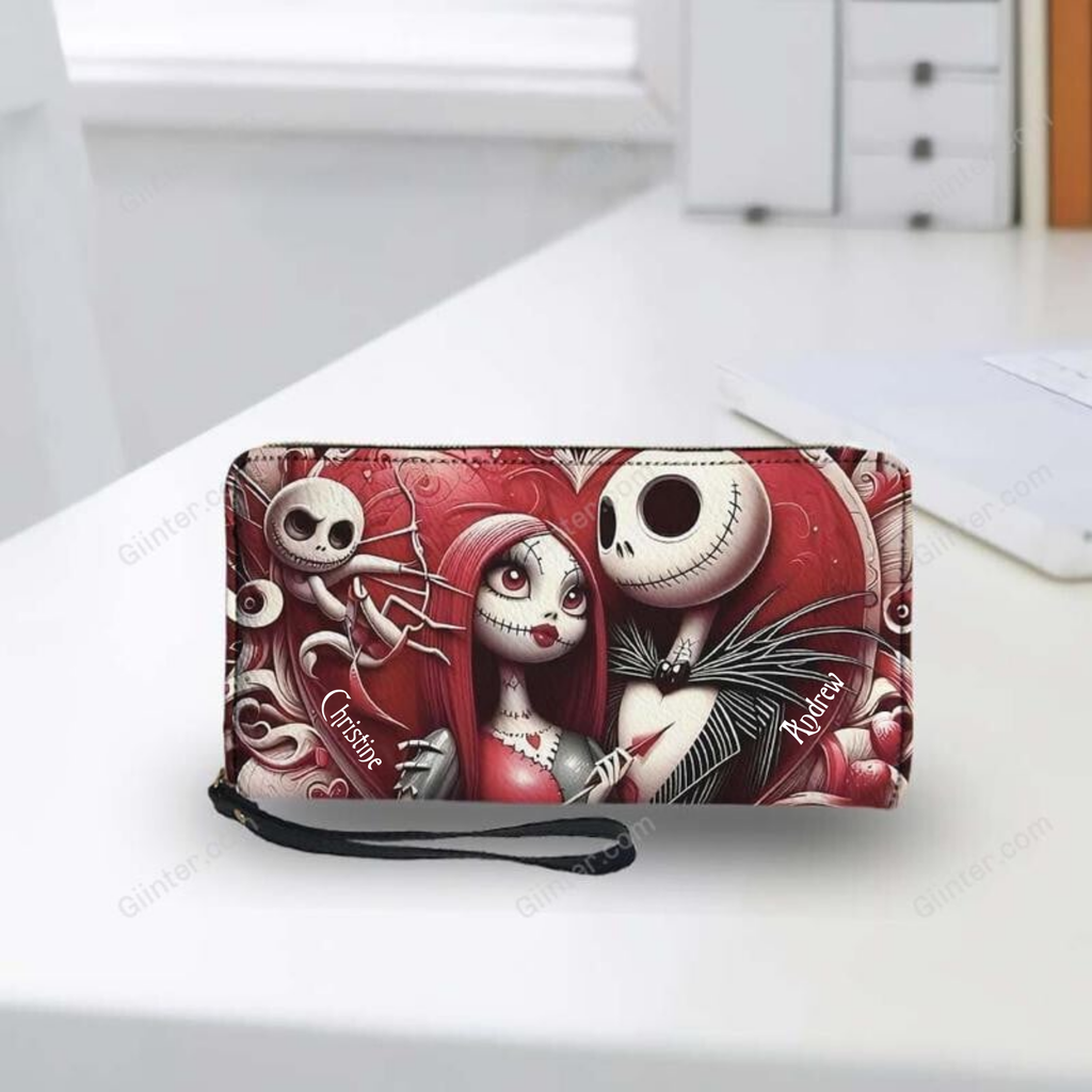 Personalized Gothic Skeleton Couple Leather Bag & Wallet Gift